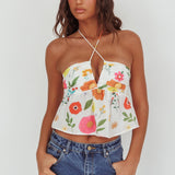 Asiah Halter Neck Top Floral White