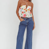 Asiah Halter Neck Top Floral White