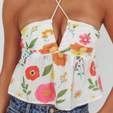Asiah Halter Neck Top Floral White