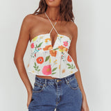 Asiah Halter Neck Top Floral White