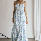 Asiah Halterneck Maxi Dress Floral Blue
