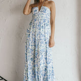 Asiah Halterneck Maxi Dress Floral Blue