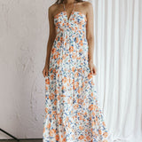 Asiah Halterneck Maxi Dress Floral Orange