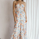 Asiah Halterneck Maxi Dress Floral Orange