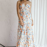 Asiah Halterneck Maxi Dress Floral Orange