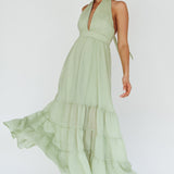 Jalisco Sun Halterneck Maxi Dress Mint