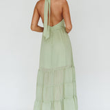 Jalisco Sun Halterneck Maxi Dress Mint