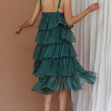 Merry Layered Frill Midi Dress Turtle Green