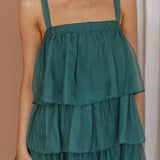 Merry Layered Frill Midi Dress Turtle Green