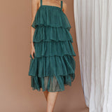 Merry Layered Frill Midi Dress Turtle Green