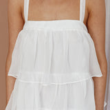 Merry Layered Frill Midi Dress White