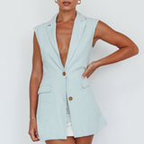 Isa Sleeveless Button Mini Dress Mint