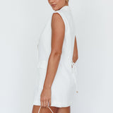 Isa Sleeveless Button Mini Dress White