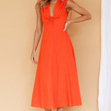 Cape Cod Drawstring Accent Midi Dress Tangerine