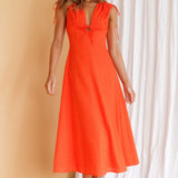 Cape Cod Drawstring Accent Midi Dress Tangerine