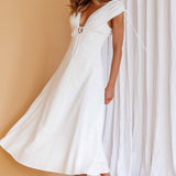Cape Cod Drawstring Accent Midi Dress White