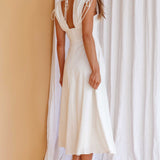 Cape Cod Drawstring Accent Midi Dress White