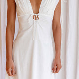 Cape Cod Drawstring Accent Midi Dress White
