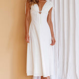 Cape Cod Drawstring Accent Midi Dress White