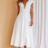 Cape Cod Drawstring Accent Midi Dress White