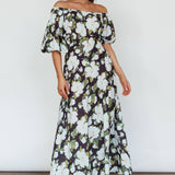 Momentum Off Shoulder Maxi Dress Floral Black