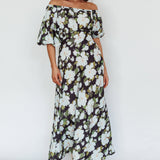 Momentum Off Shoulder Maxi Dress Floral Black