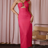 La Sierra Buckle Bust Midi Dress Barbie Pink