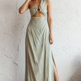 La Sierra Buckle Bust Midi Dress Pistachio