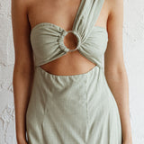 La Sierra Buckle Bust Midi Dress Pistachio