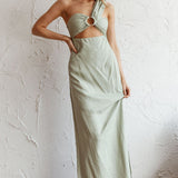 La Sierra Buckle Bust Midi Dress Pistachio