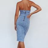 Good To Go Halterneck Midi Dress Denim