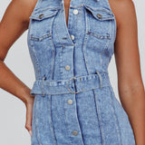 Good To Go Halterneck Midi Dress Denim