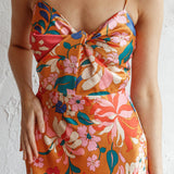 Sea Change Twist Bust Midi Dress Floral Orange