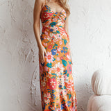 Sea Change Twist Bust Midi Dress Floral Orange