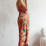 Sea Change Twist Bust Midi Dress Floral Orange