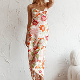 Sea Change Twist Bust Midi Dress Floral White