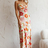 Sea Change Twist Bust Midi Dress Floral White