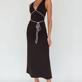 Del Sol Diamante Rope Maxi Dress Black