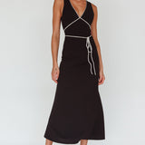 Del Sol Diamante Rope Maxi Dress Black