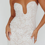 Nouveau U-Neckline Mini Dress Lace White