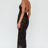 Nouveau U-Neckline Midi Dress Floral Black