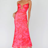 Nouveau U-Neckline Midi Dress Marbled Pink