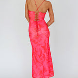Nouveau U-Neckline Midi Dress Marbled Pink