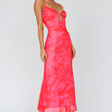Nouveau U-Neckline Midi Dress Marbled Pink
