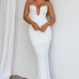 Nouveau U-Neckline Midi Dress White