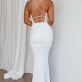 Nouveau U-Neckline Midi Dress White