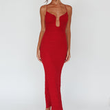 Nouveau U-Neckline Midi Dress Wine