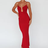 Nouveau U-Neckline Midi Dress Wine