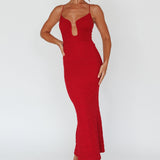 Nouveau U-Neckline Midi Dress Wine