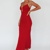 Nouveau U-Neckline Midi Dress Wine